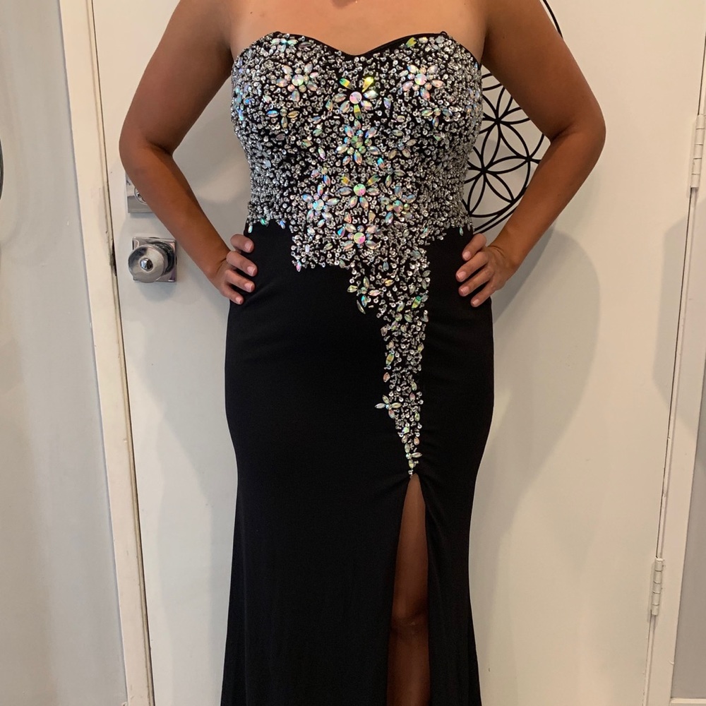Crystal Doll Black Evening Formal Gown